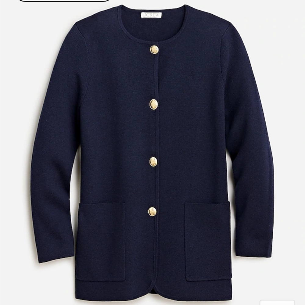 NWT J. Crew Giselle Sweater Blazer Navy L